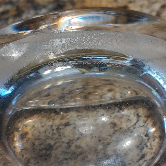 VTG Signed Val St. Lambert France Wave Crystal Clear Ashtray Trinket Dish - Picture 11 of 15